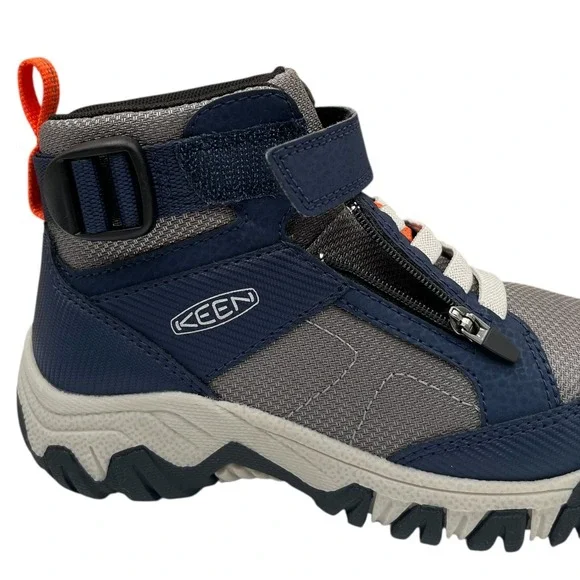 KEEN Boys Targhee Adaptive Slip-on Hiking Shoes Size 11 Navy Blue Grey Orange - Picture 5 of 14